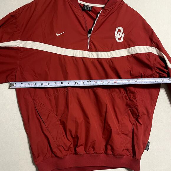 Nike Oklahoma Sooners 1/4 Zip Pullover Windbreaker Jacket Red White - Size M - Picture 8 of 10